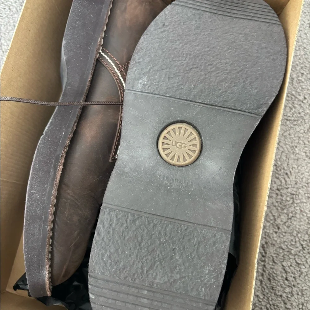 UGG Men's Brown Leather Boots - Picture 4 of 4